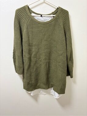 Olivia Sky Olive Green Knit Tunic Sweater